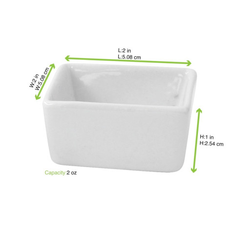 Mini bol cube en porcelaine blanc  51x51mm H25mm