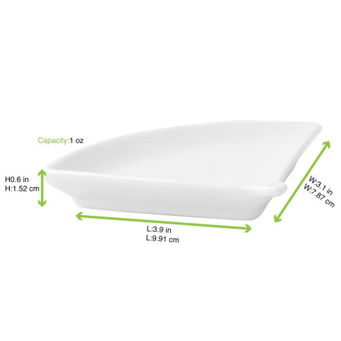 Mini plat éventail en porcelaine blanc  100x76mm H14mm