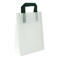 Sac cabas papier blanc recyclé anses vertes 200x100mm H280mm