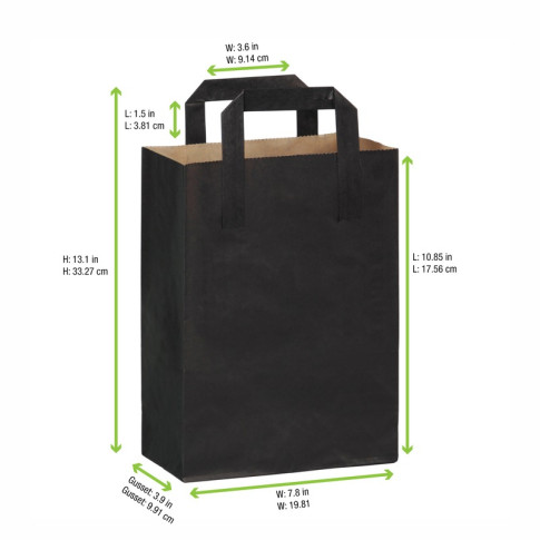 Sac cabas papier recyclé kraft brun imprimé noir 200x100mm H280mm