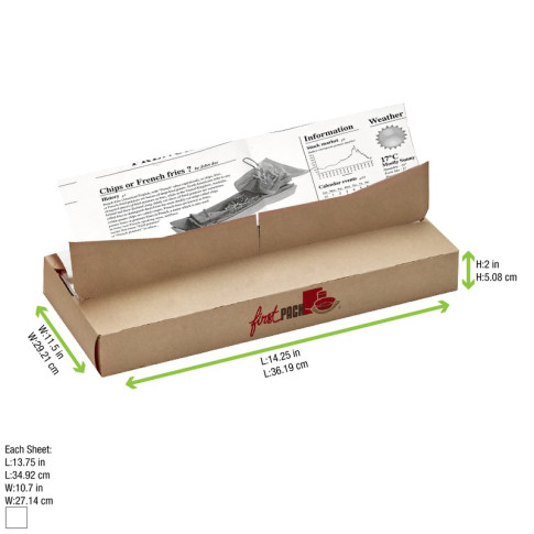 Papier alimentaire blanc ingraissable impression journal en boite distributrice  350x270mm