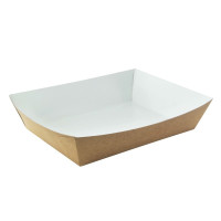 Panier à salade carton kraft brun laminé interieur blanc  220x170mm H40mm 850ml