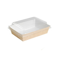Panier à salade carton kraft brun ingraissable interieur blanc  220x170mm H40mm 850ml