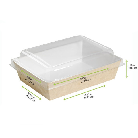 Panier à salade carton kraft brun ingraissable interieur blanc  220x170mm H40mm 850ml