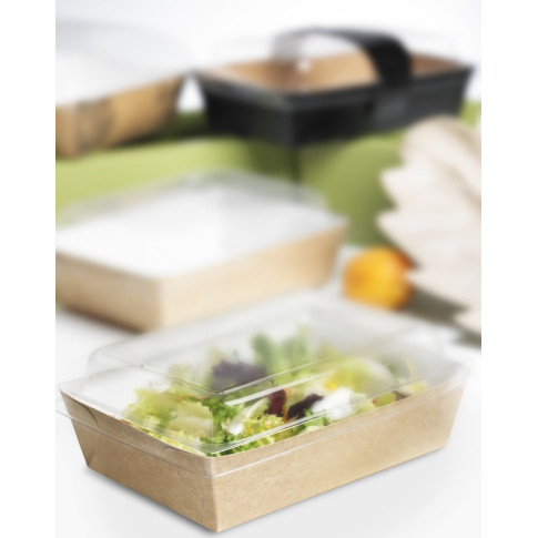 Panier à salade carton kraft brun ingraissable interieur blanc  220x170mm H40mm 850ml