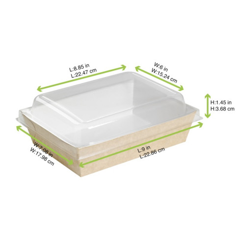 Couvercle dôme transparent rectangulaire en plastique PET 225x180mm H37mm