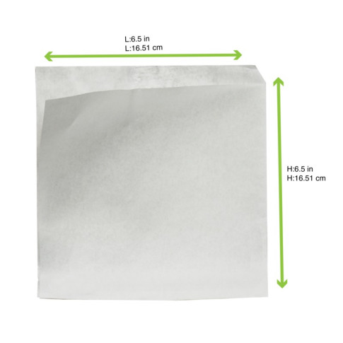 Sac papier blanc ingraissable ouvert sur 2 côtés  170x170mm