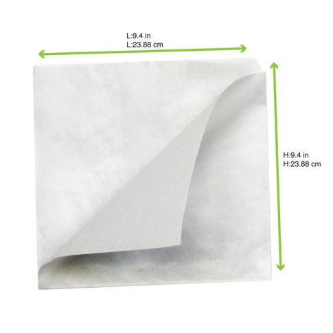 Sac papier blanc ingraissable ouvert sur 2 côtés  240x240mm