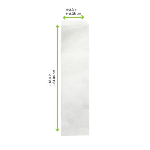 Sac papier blanc ingraissable ouvert sur 2 côtés  340x85mm