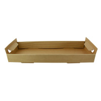 Plateau en carton kraft brun avec poignées  390x150mm H44mm