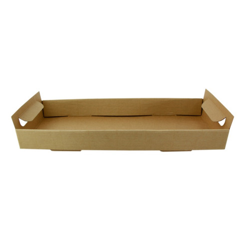 Plateau en carton kraft brun avec poignées  390x150mm H70mm