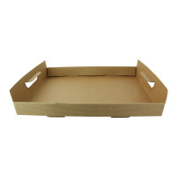 Plateau en carton kraft brun avec poignées  310x310mm H42mm