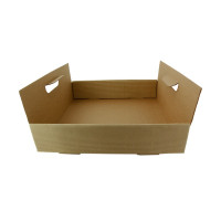 Plateau en carton kraft brun avec poignées  320x320mm H74mm