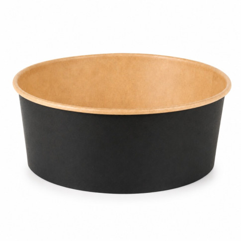 Saladier rond Buckaty en carton kraft noir  H65mm 1300ml