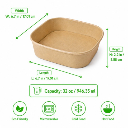 Saladier KraftCarré Multi Usage 170x170mm H56mm 1000ml