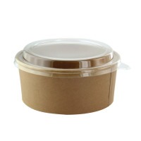 Combo Saladier rond kraft "Buckaty" et couvercle PET   H65mm 1250ml