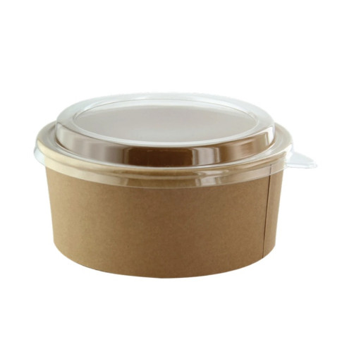 Combo Saladier rond kraft "Buckaty" et couvercle PET   H65mm 1250ml
