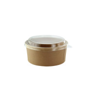 Combo Saladier en carton kraft et couvercle PET   H63mm 500ml