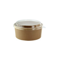 Saladier rond kraft "Buckaty" et couvercle PET   H50mm 550ml