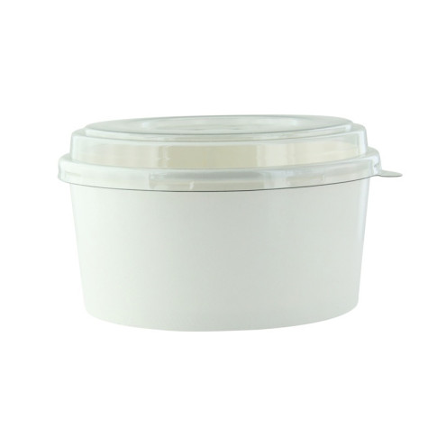 Combo Saladier rond Blanc "Buckaty" et couvercle PET    H69mm 750ml