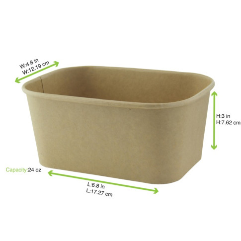 Saladier rectangulaire en kraft lamine pp 170x120mm H75mm 1000ml