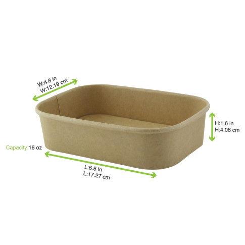 Saladier rectangulaire en kraft lamine pp 170x120mm H45mm 500ml