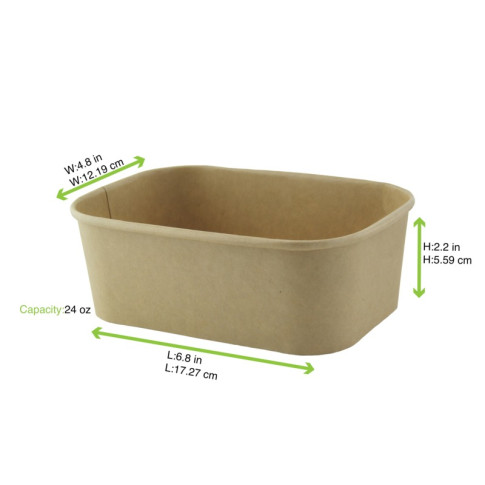 Saladier rectangulaire en kraft lamine pp 170x120mm H55mm 750ml