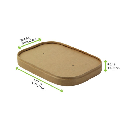 Couvercle rectangulaire plat en carton brun perforé pour la vapeur 170x122mm H17mm