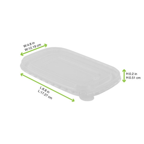Couvercle rectangulaire plat transparent en plastique PP 172x122mm H9mm