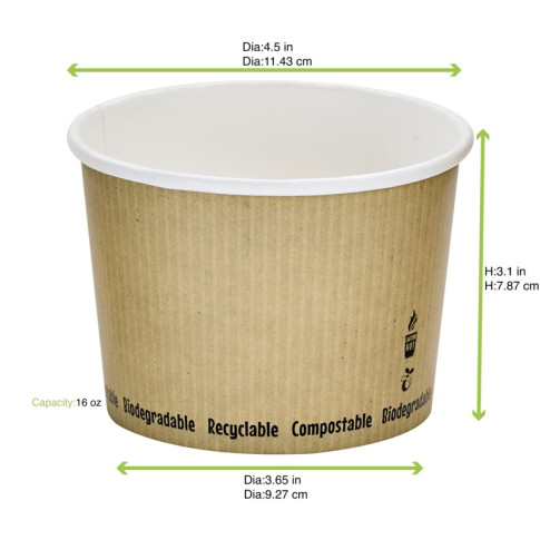 Pot à soupe carton blanc   H80mm 450ml