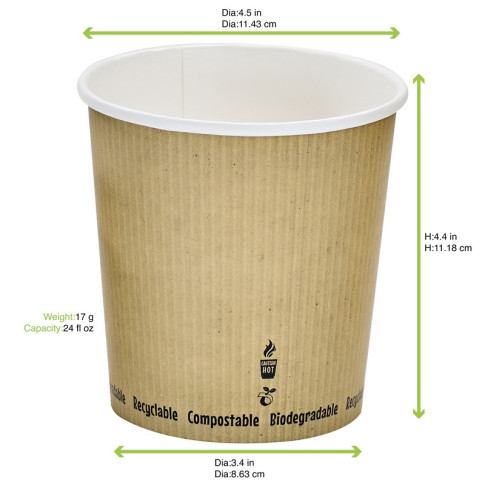 Pot à soupe carton blanc   H115mm 700ml