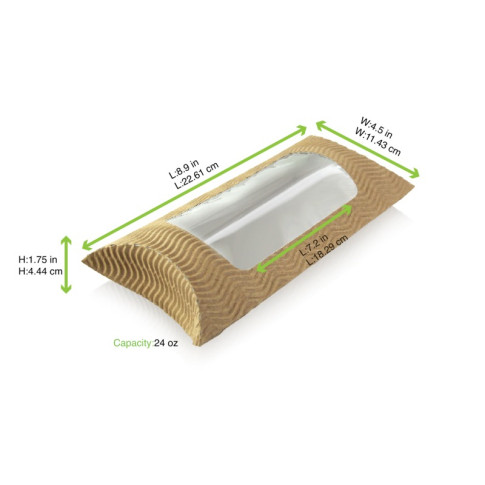 Etui carton ondulé avec fenêtre rectangulaire pour sandwich  184x100mm H45mm