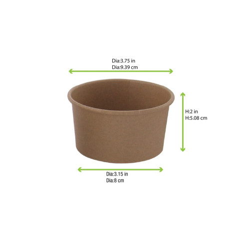 Pot carton kraft brun chaud et froid  H62mm 270ml