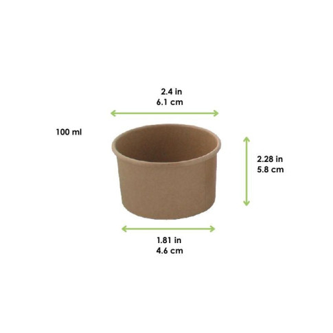 Pot carton kraft brun chaud et froid   H58mm 100ml