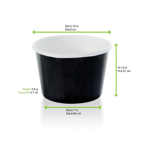 Pot carton noir chaud et froid  H44mm 130ml