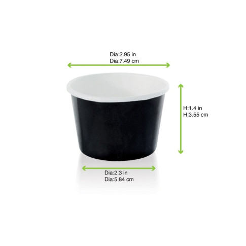 Pot carton noir chaud et froid  H40mm 86ml