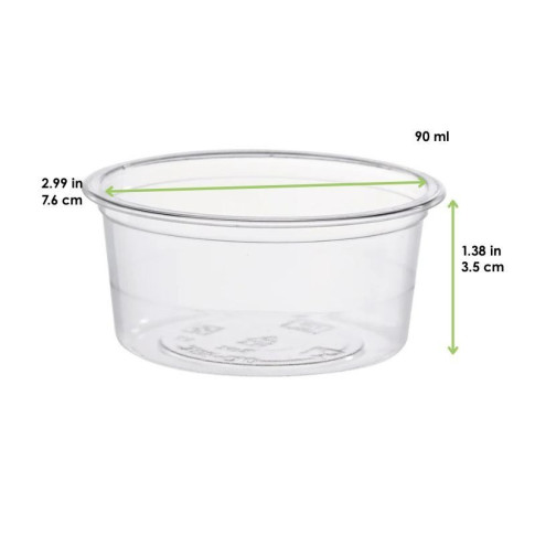 Pot à sauce rond en plastique PLA transparent  H35mm 90ml