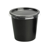 Pot plastique PP noir rond   H64mm 150ml
