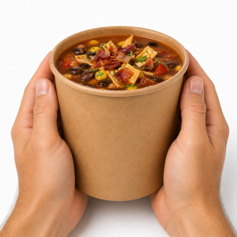 Pot à soupe et glace en carton kraft brun sans plastique, Waterbased  H58mm 100ml