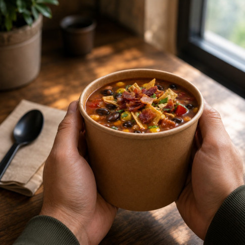 Pot à soupe et glace en carton kraft brun sans plastique, Waterbased  H58mm 100ml