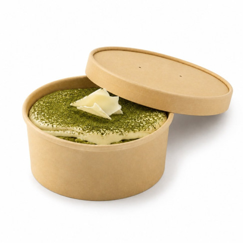 Couvercle brun en carton kraft sans matière plastique, Waterbased  H7,5mm