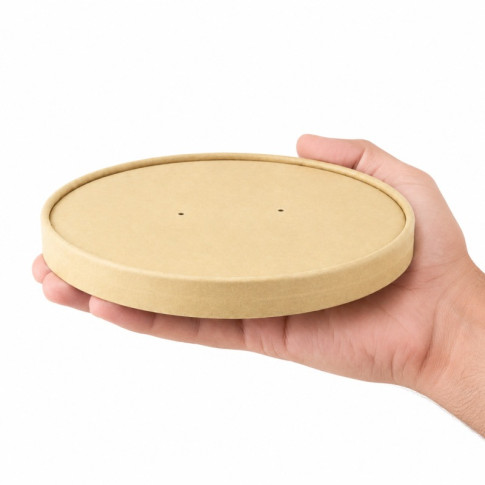 Couvercle brun en carton kraft sans matière plastique, Waterbased  H7,5mm