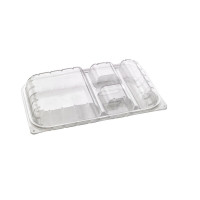 Boîte repas plastique PET transparent 4 compartiments 330x210mm H50mm
