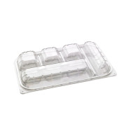 Boite repas plastique PET transparent 5 compartiments  330x210mm H50mm