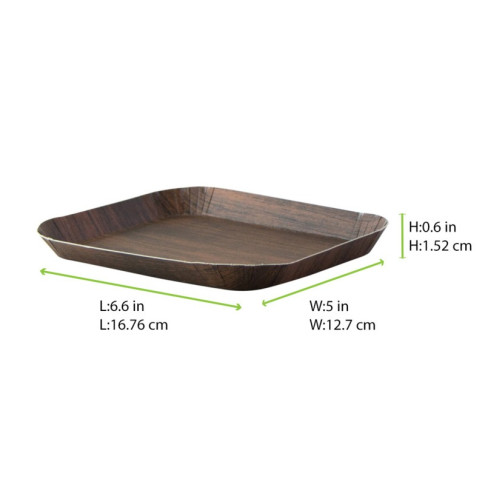 Plateau decor bois foncé laminé 168x127mm H15mm