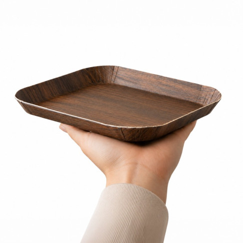 Plateau decor bois foncé laminé 168x127mm H15mm