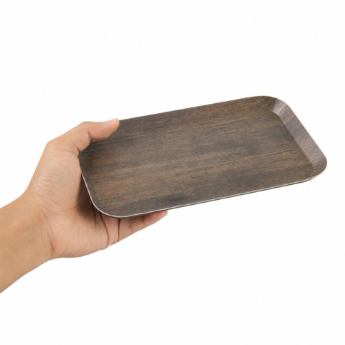 Plateau decor bois foncé laminé 147x235mm H12mm
