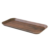 Plateau decor bois foncé laminé 265x130mm H14mm