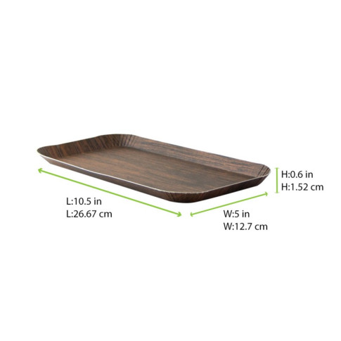 Plateau decor bois foncé laminé 265x130mm H14mm