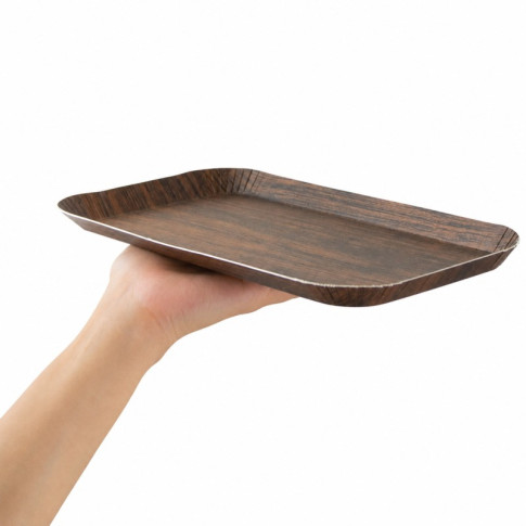 Plateau decor bois foncé laminé 265x130mm H14mm